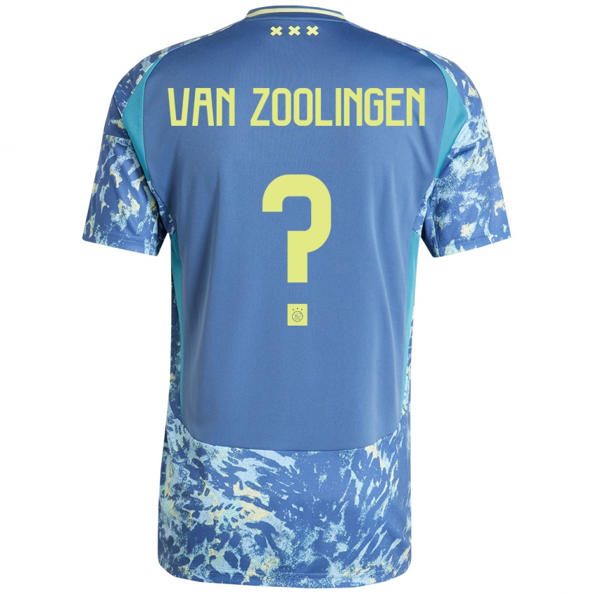 Hombre Camiseta Glenn Van Zoolingen #0 Gris Azul Amarillo 2ª Equipación 2024/25 La Camisa México