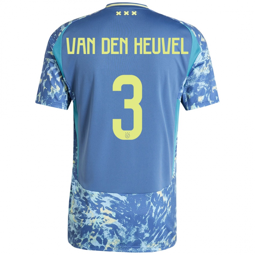 Hombre Camiseta Nino Van Den Heuvel #3 Gris Azul Amarillo 2ª Equipación 2024/25 La Camisa México