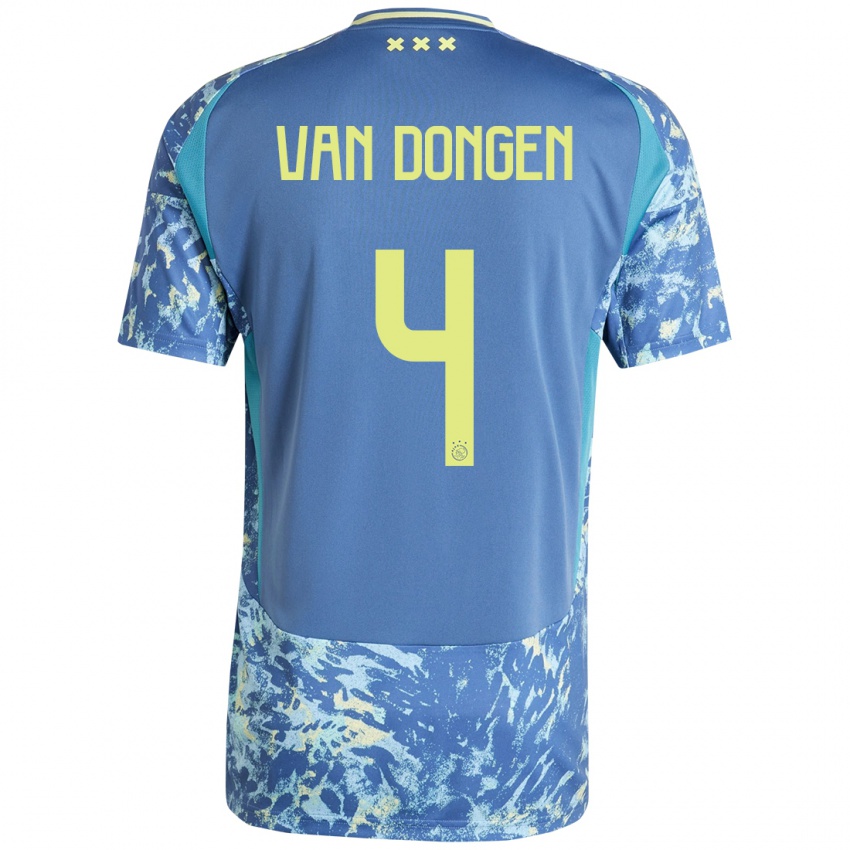 Hombre Camiseta Bram Van Dongen #4 Gris Azul Amarillo 2ª Equipación 2024/25 La Camisa México