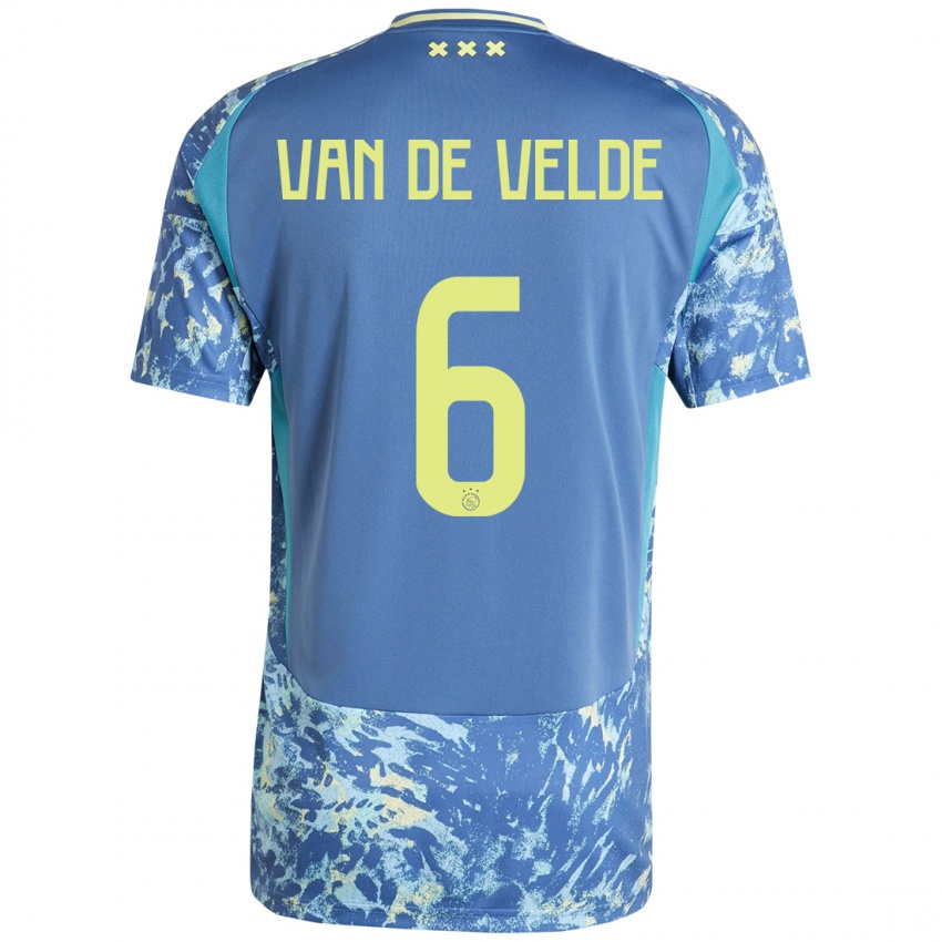 Hombre Camiseta Jonna Van De Velde #6 Gris Azul Amarillo 2ª Equipación 2024/25 La Camisa México