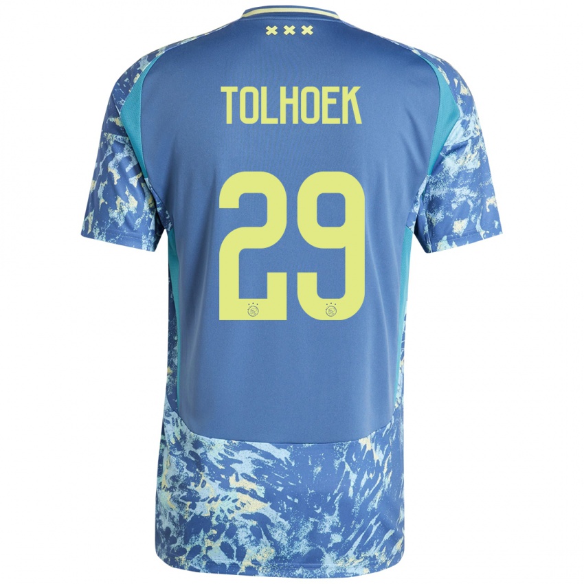 Hombre Camiseta Danique Tolhoek #29 Gris Azul Amarillo 2ª Equipación 2024/25 La Camisa México