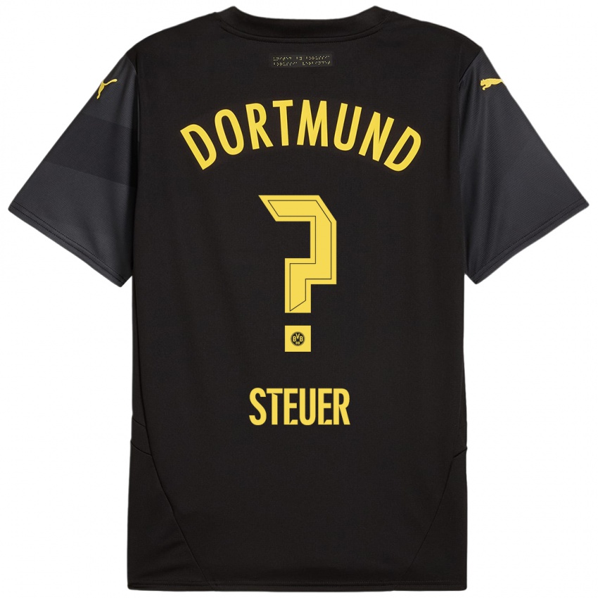 Hombre Camiseta Etienne Steuer #0 Negro Amarillo 2ª Equipación 2024/25 La Camisa México