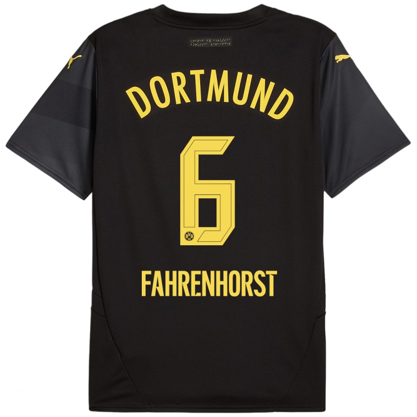 Hombre Camiseta Luke Fahrenhorst #6 Negro Amarillo 2ª Equipación 2024/25 La Camisa México