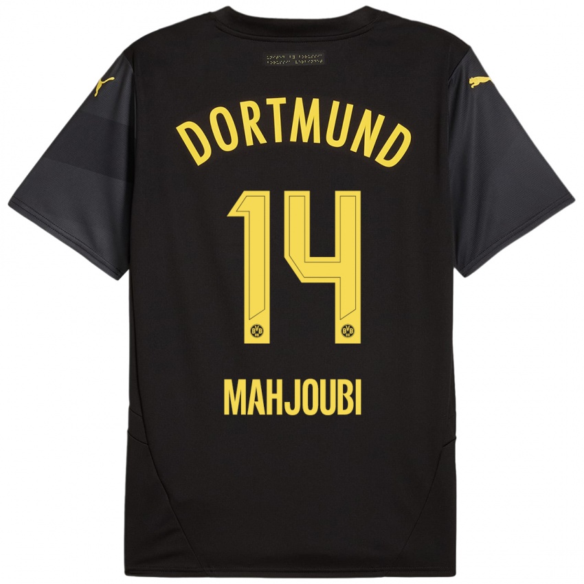 Hombre Camiseta Anas Mahjoubi #14 Negro Amarillo 2ª Equipación 2024/25 La Camisa México