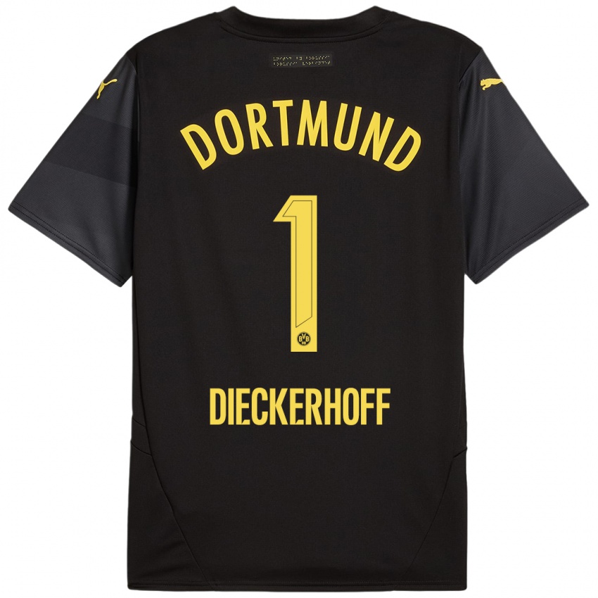 Hombre Camiseta Max Dieckerhoff #1 Negro Amarillo 2ª Equipación 2024/25 La Camisa México