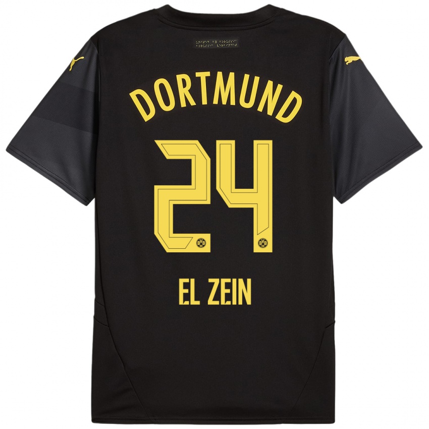 Hombre Camiseta Abu-Bekir Omer El-Zein #24 Negro Amarillo 2ª Equipación 2024/25 La Camisa México