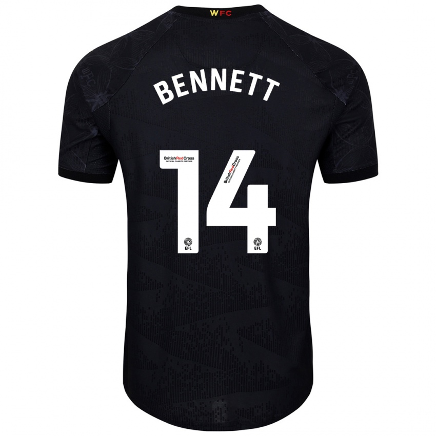 Hombre Camiseta Harley Bennett #14 Negro Blanco 2ª Equipación 2024/25 La Camisa México