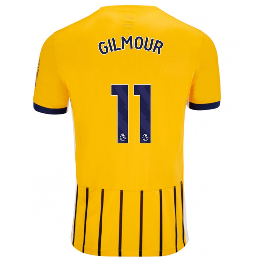 Hombre Camiseta Billy Gilmour #11 Dorado Azul Rayas 2ª Equipación 2024/25 La Camisa México