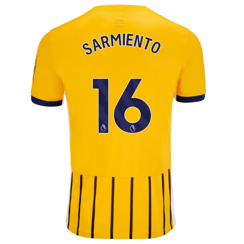 Hombre Camiseta Jeremy Sarmiento #16 Dorado Azul Rayas 2ª Equipación 2024/25 La Camisa México