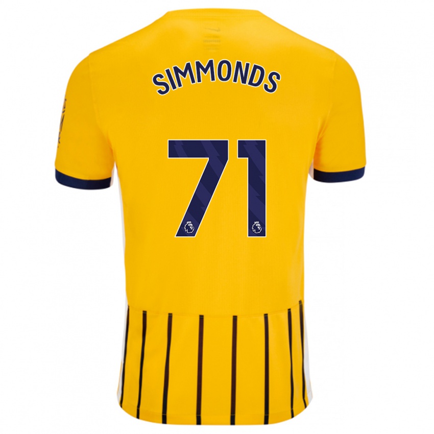 Hombre Camiseta Freddie Simmonds #71 Dorado Azul Rayas 2ª Equipación 2024/25 La Camisa México