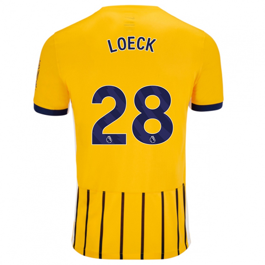 Hombre Camiseta Melina Loeck #28 Dorado Azul Rayas 2ª Equipación 2024/25 La Camisa México