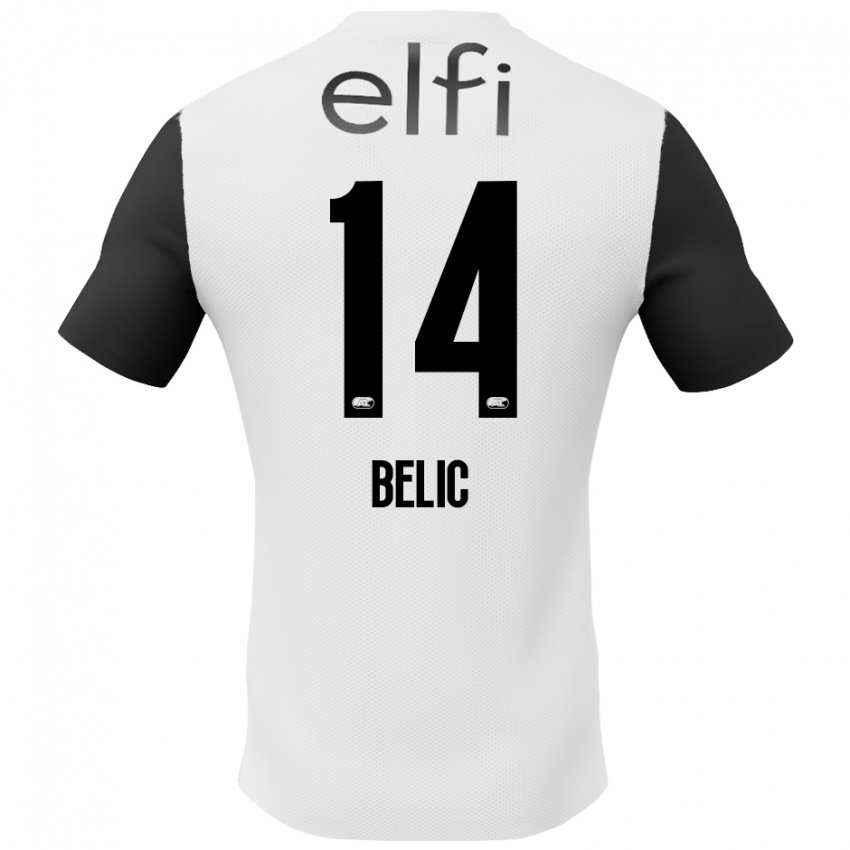 Hombre Camiseta Kristijan Belic #14 Blanco Negro 2ª Equipación 2024/25 La Camisa México