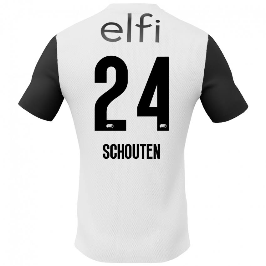 Hombre Camiseta Lewis Schouten #24 Blanco Negro 2ª Equipación 2024/25 La Camisa México