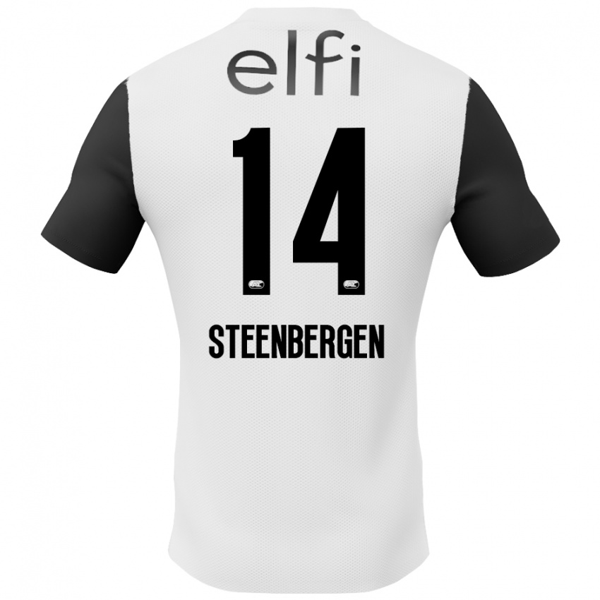 Hombre Camiseta Thom Steenbergen #14 Blanco Negro 2ª Equipación 2024/25 La Camisa México