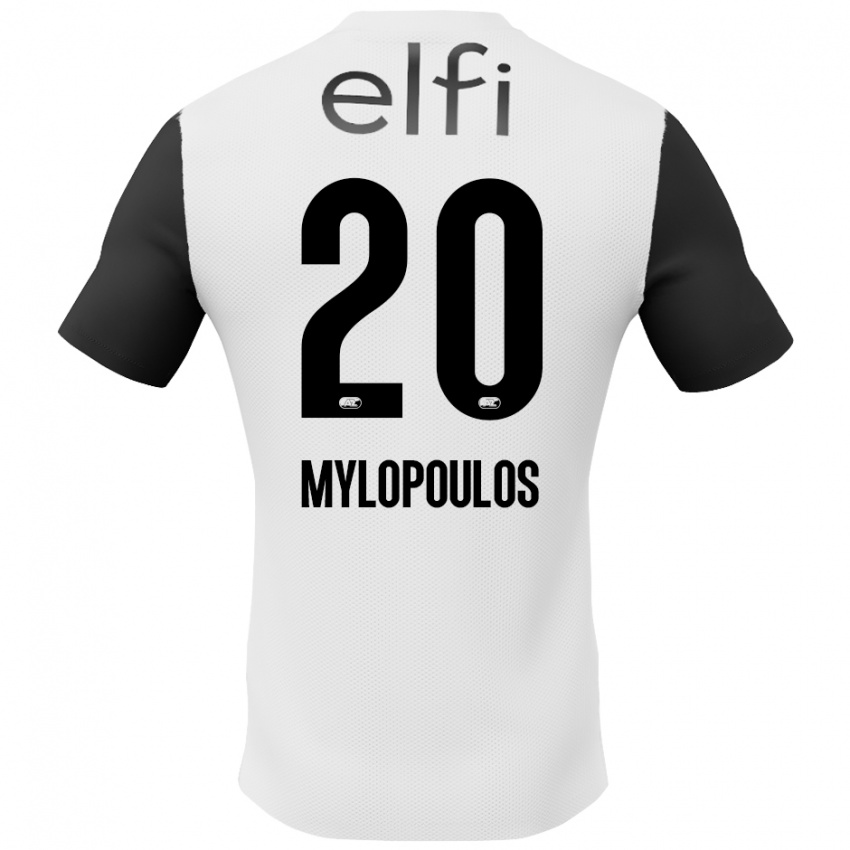 Hombre Camiseta Marios Mylopoulos #20 Blanco Negro 2ª Equipación 2024/25 La Camisa México