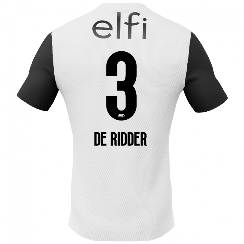 Hombre Camiseta Djoeke De Ridder #3 Blanco Negro 2ª Equipación 2024/25 La Camisa México