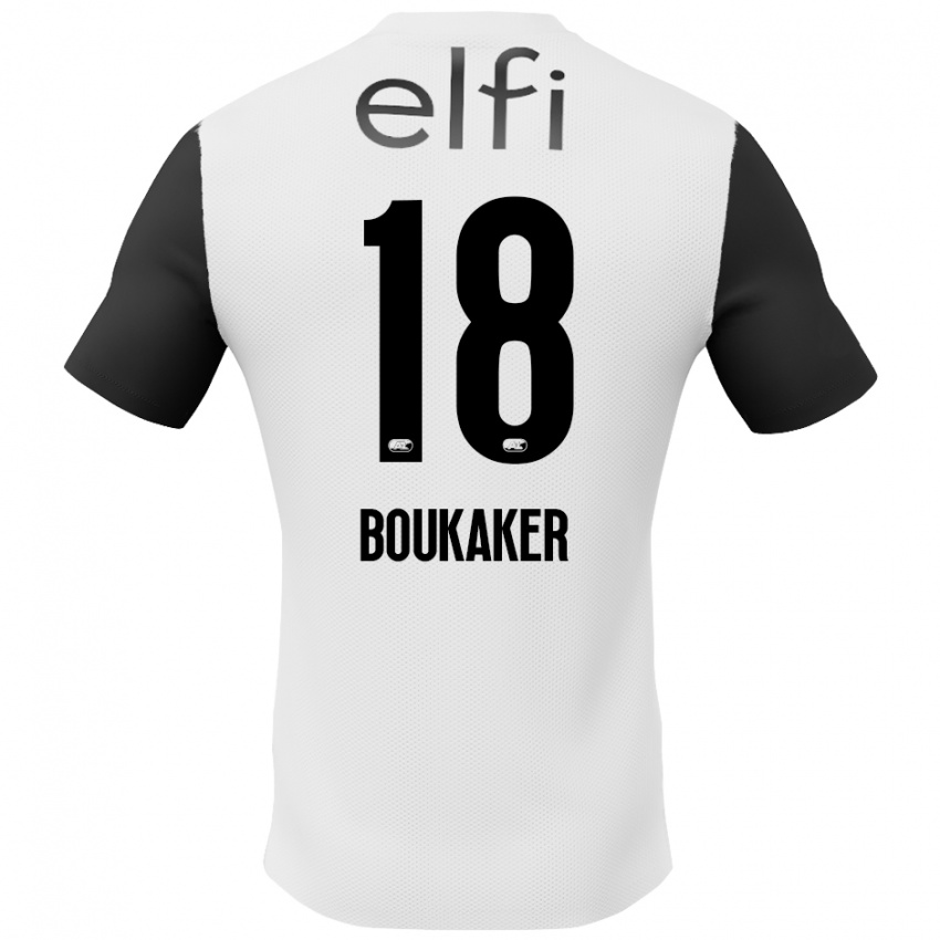 Hombre Camiseta Romaissa Boukaker #18 Blanco Negro 2ª Equipación 2024/25 La Camisa México