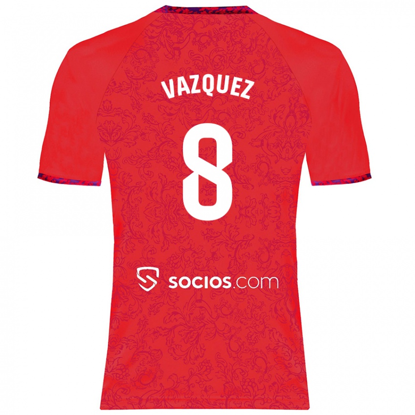 Hombre Camiseta Manolo Vazquez #8 Rojo 2ª Equipación 2024/25 La Camisa México