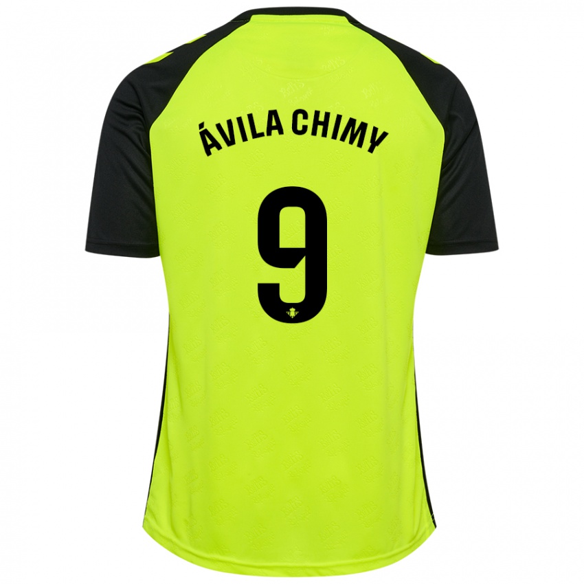 Hombre Camiseta Chimy Ávila #9 Amarillo Fluorescente Negro 2ª Equipación 2024/25 La Camisa México