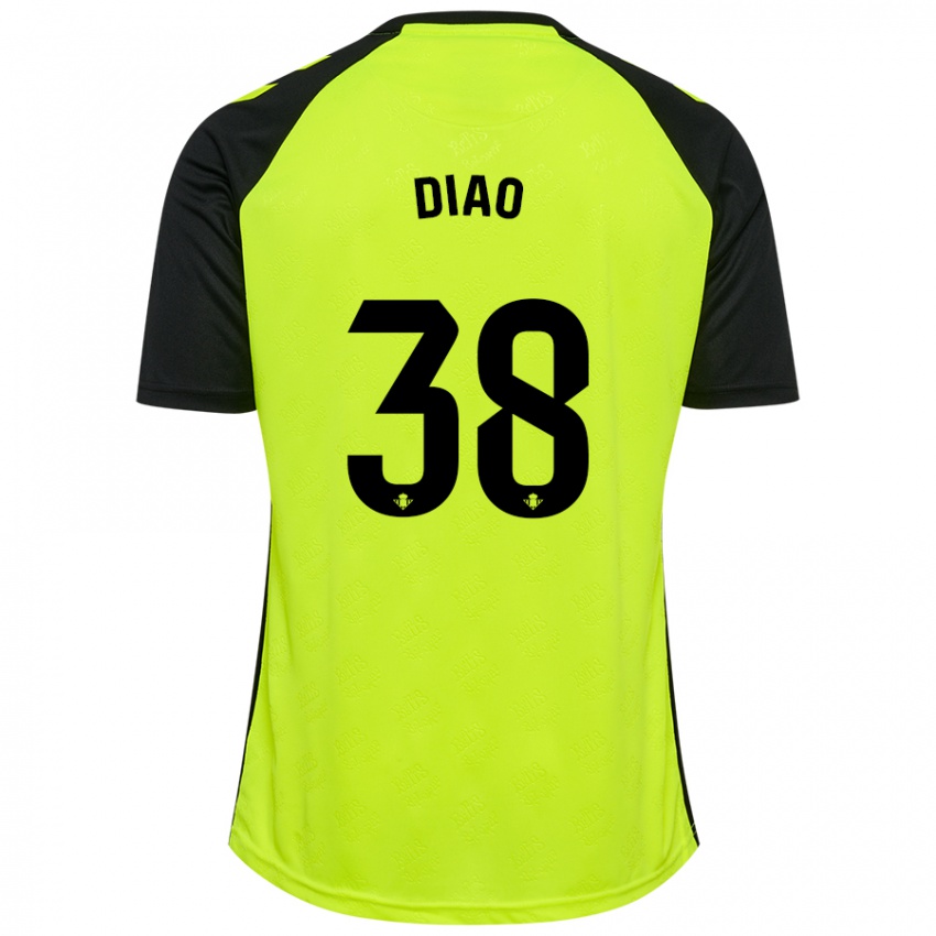 Hombre Camiseta Assane Diao #38 Amarillo Fluorescente Negro 2ª Equipación 2024/25 La Camisa México