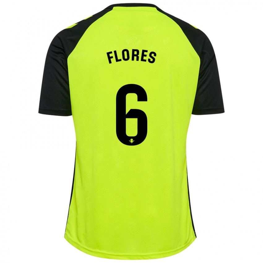 Hombre Camiseta Mateo Flores #6 Amarillo Fluorescente Negro 2ª Equipación 2024/25 La Camisa México