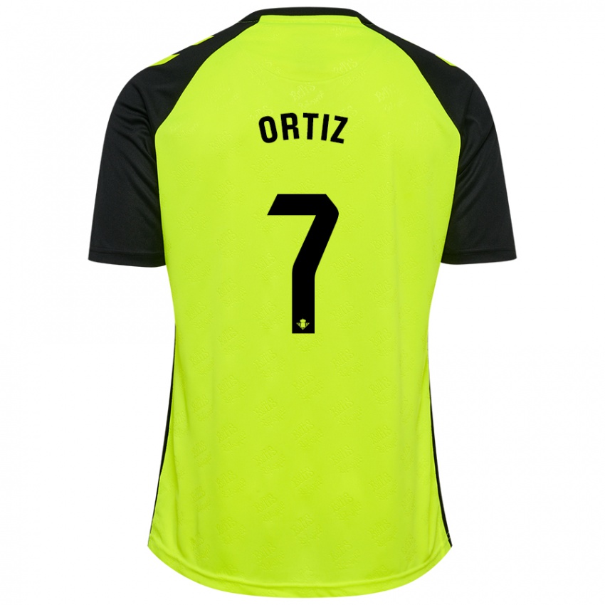 Hombre Camiseta Ángel Ortiz #7 Amarillo Fluorescente Negro 2ª Equipación 2024/25 La Camisa México