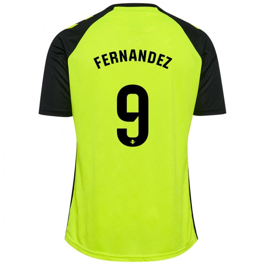 Hombre Camiseta Marcos Fernández #9 Amarillo Fluorescente Negro 2ª Equipación 2024/25 La Camisa México