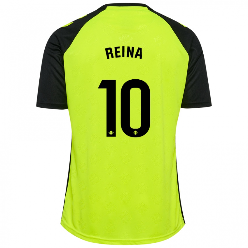 Hombre Camiseta Carlos Reina #10 Amarillo Fluorescente Negro 2ª Equipación 2024/25 La Camisa México