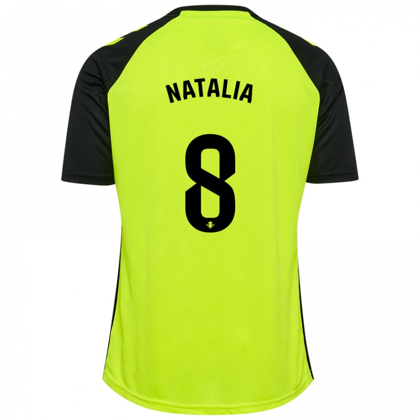 Hombre Camiseta Natalia Montilla Martinez #8 Amarillo Fluorescente Negro 2ª Equipación 2024/25 La Camisa México