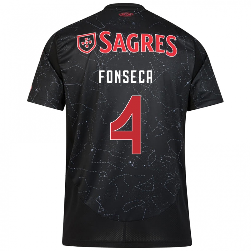 Hombre Camiseta João Fonseca #4 Negro Rojo 2ª Equipación 2024/25 La Camisa México