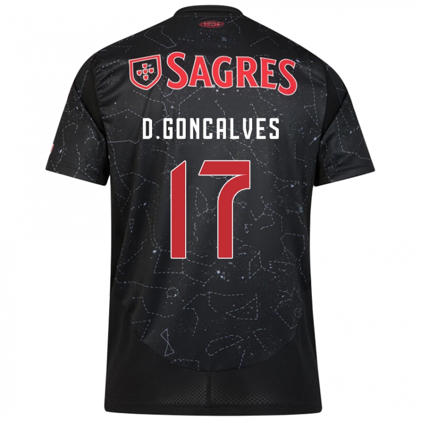 Hombre Camiseta Diogo Goncalves #17 Negro Rojo 2ª Equipación 2024/25 La Camisa México