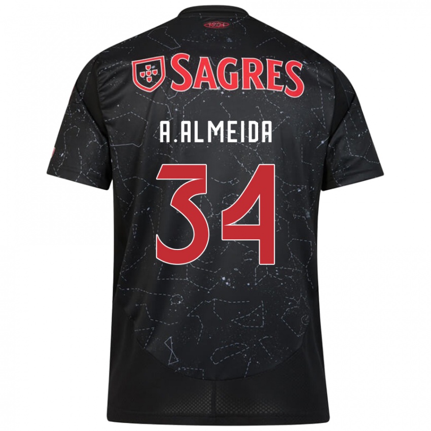 Hombre Camiseta Andre Almeida #34 Negro Rojo 2ª Equipación 2024/25 La Camisa México