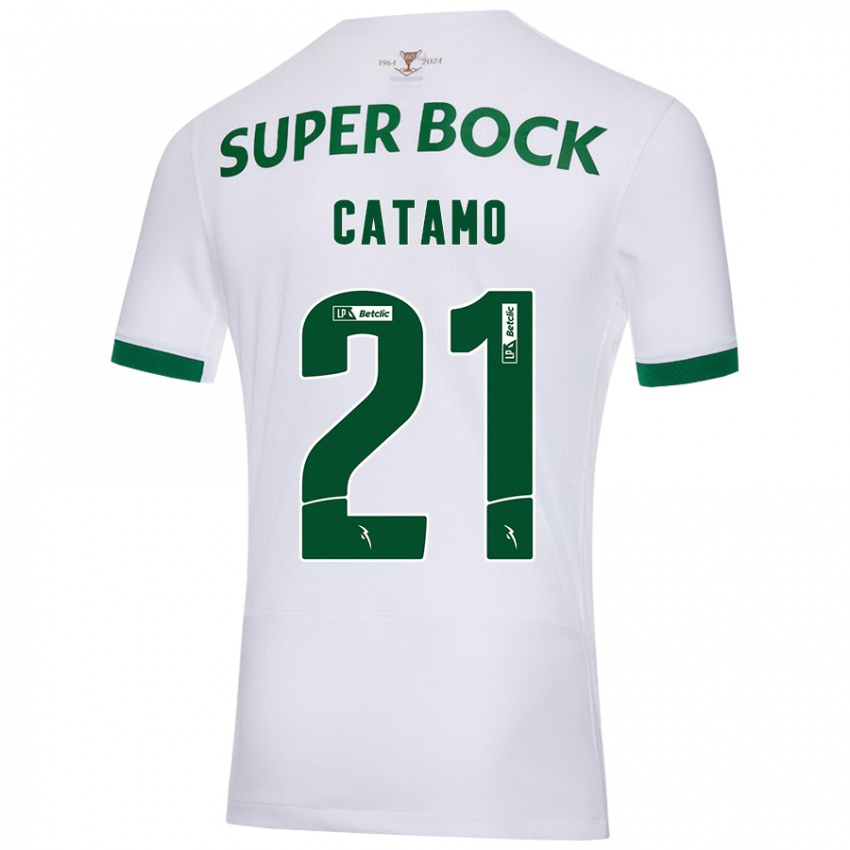 Hombre Camiseta Geny Catamo #21 Blanco Verde 2ª Equipación 2024/25 La Camisa México