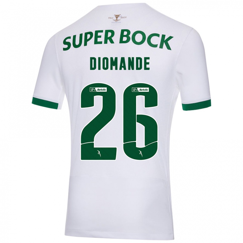 Hombre Camiseta Ousmane Diomande #26 Blanco Verde 2ª Equipación 2024/25 La Camisa México