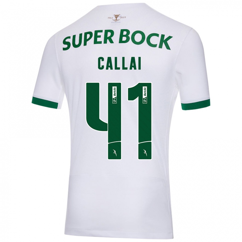 Hombre Camiseta Diego Callai #41 Blanco Verde 2ª Equipación 2024/25 La Camisa México