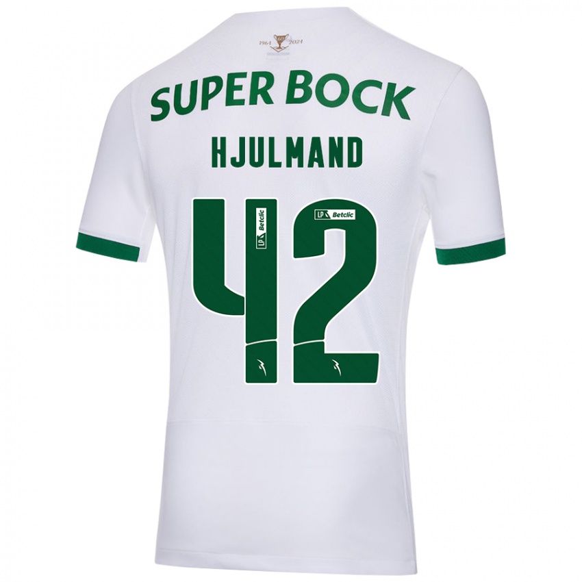 Hombre Camiseta Morten Hjulmand #42 Blanco Verde 2ª Equipación 2024/25 La Camisa México