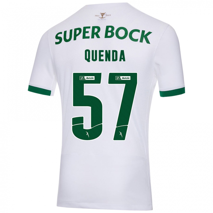 Hombre Camiseta Geovany Quenda #57 Blanco Verde 2ª Equipación 2024/25 La Camisa México