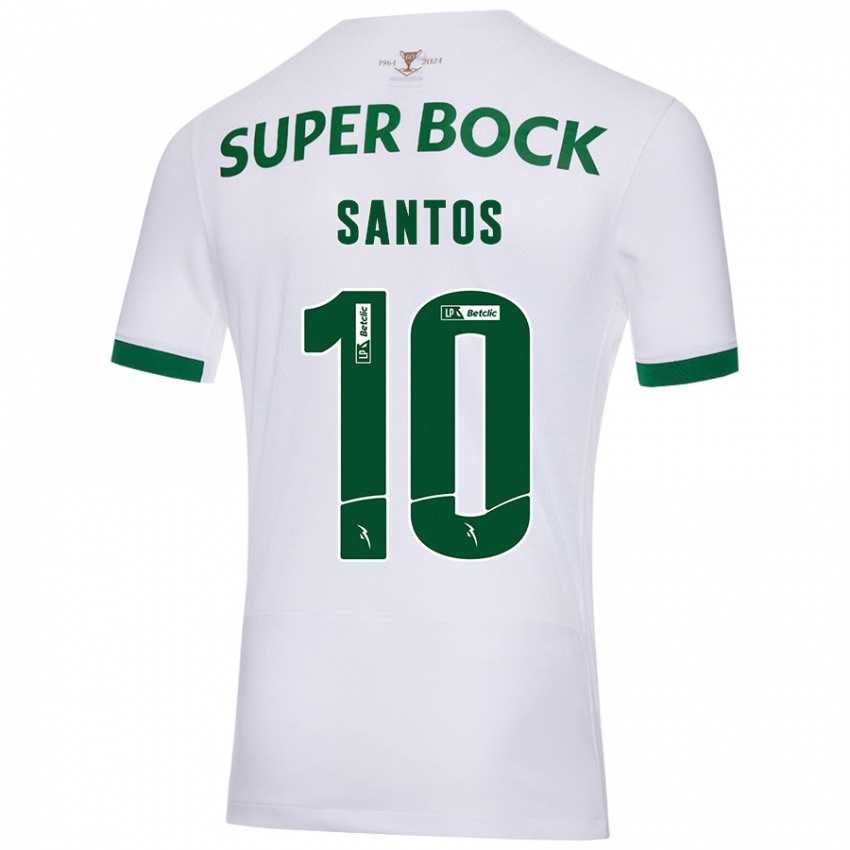 Hombre Camiseta Guilherme Santos #10 Blanco Verde 2ª Equipación 2024/25 La Camisa México