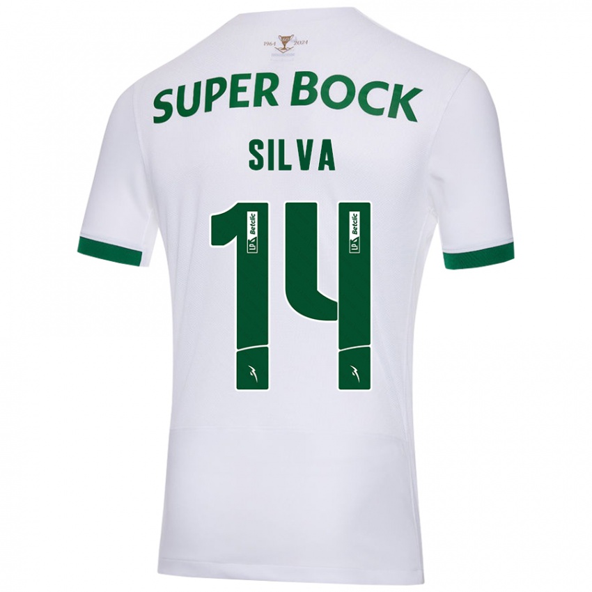 Hombre Camiseta Guilherme Silva #14 Blanco Verde 2ª Equipación 2024/25 La Camisa México