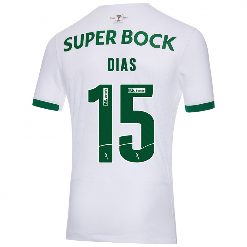 Hombre Camiseta Rodrigo Dias #15 Blanco Verde 2ª Equipación 2024/25 La Camisa México