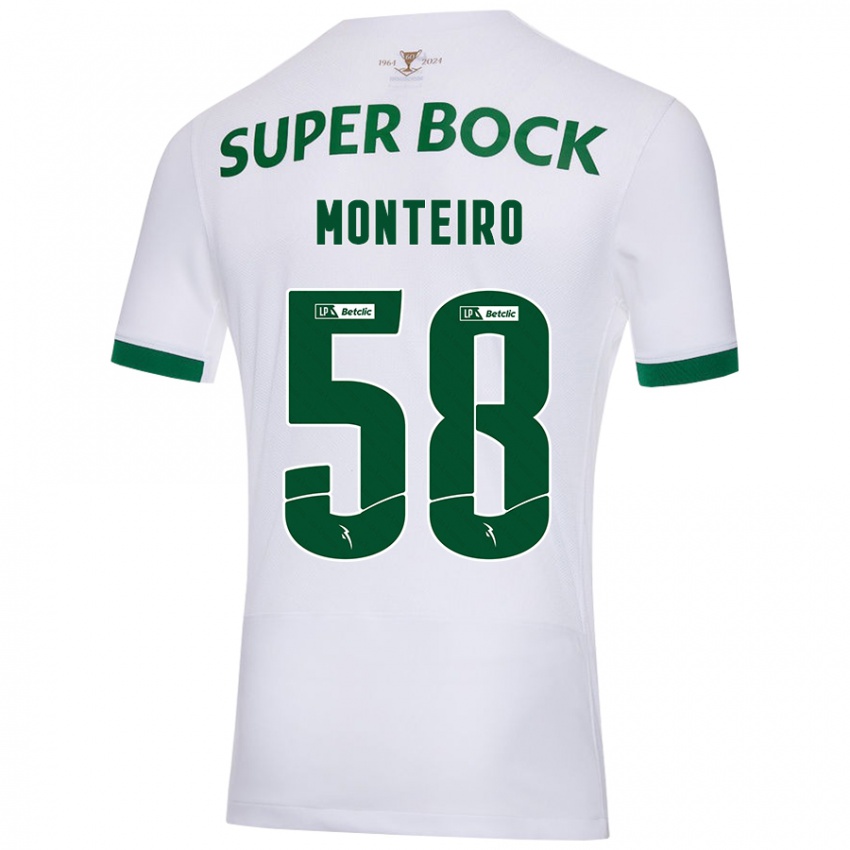 Hombre Camiseta David Monteiro #58 Blanco Verde 2ª Equipación 2024/25 La Camisa México