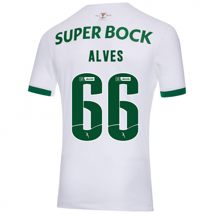 Hombre Camiseta Miguel Alves #66 Blanco Verde 2ª Equipación 2024/25 La Camisa México