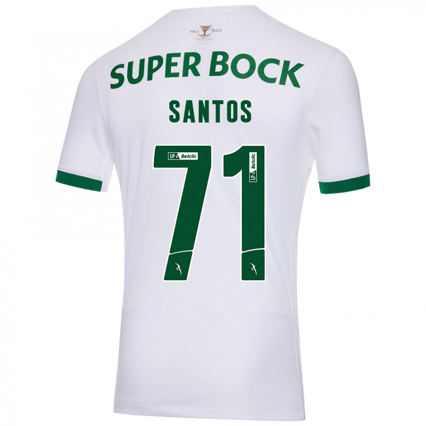 Hombre Camiseta Denilson Santos #71 Blanco Verde 2ª Equipación 2024/25 La Camisa México