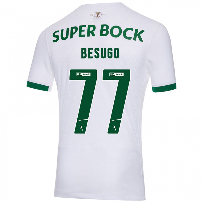 Hombre Camiseta Rafael Besugo #77 Blanco Verde 2ª Equipación 2024/25 La Camisa México