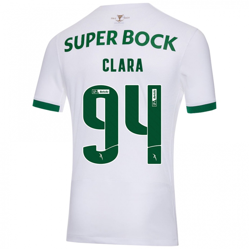 Hombre Camiseta Diogo Clara #94 Blanco Verde 2ª Equipación 2024/25 La Camisa México