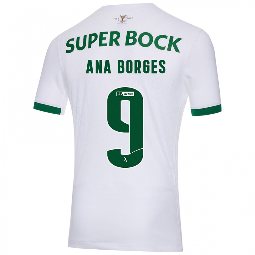 Hombre Camiseta Ana Catarina Marques Borges #9 Blanco Verde 2ª Equipación 2024/25 La Camisa México