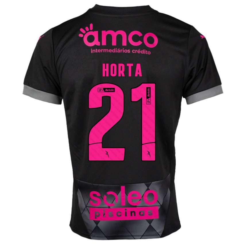 Hombre Camiseta Ricardo Horta #21 Negro Rosa 2ª Equipación 2024/25 La Camisa México