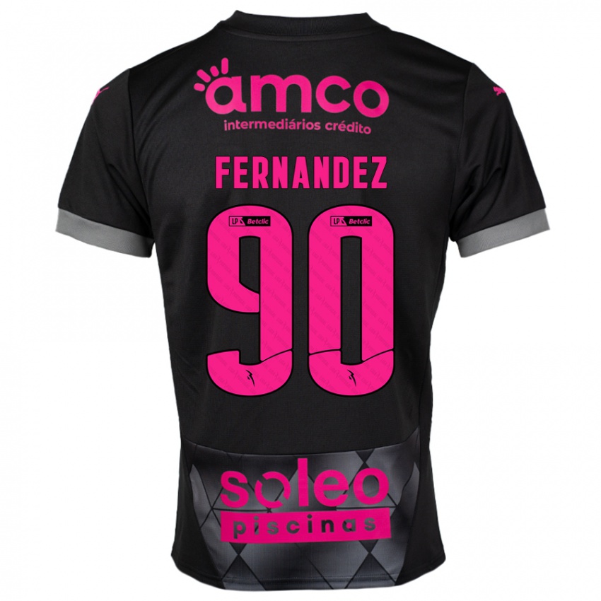 Hombre Camiseta Roberto Fernández #90 Negro Rosa 2ª Equipación 2024/25 La Camisa México