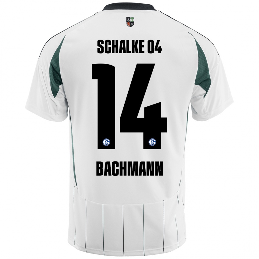 Hombre Camiseta Janik Bachmann #14 Blanco Verde 2ª Equipación 2024/25 La Camisa México