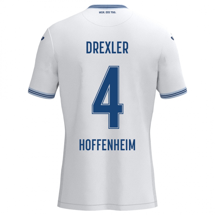 Hombre Camiseta Tim Drexler #4 Blanco Azul 2ª Equipación 2024/25 La Camisa México